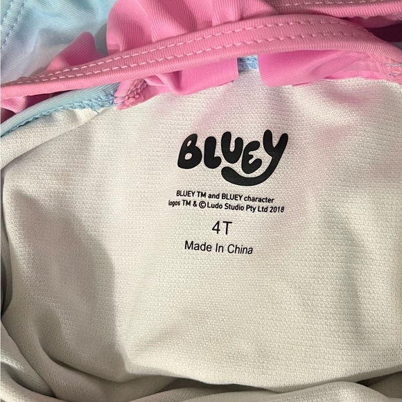 Pink and Blue One Piece Swim with Bluey Cartoon Design 4T - Picture 7 of 9